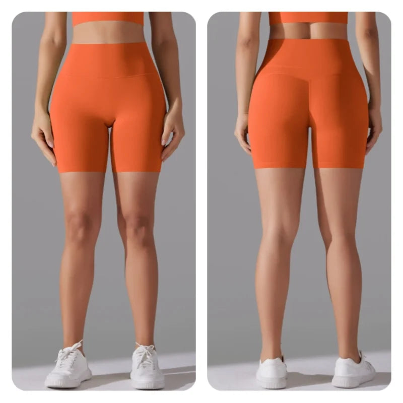 Women's New High Waisted Tight Fitting Three Part Shorts for Sports, Running, Fitness, Yoga, Shorts