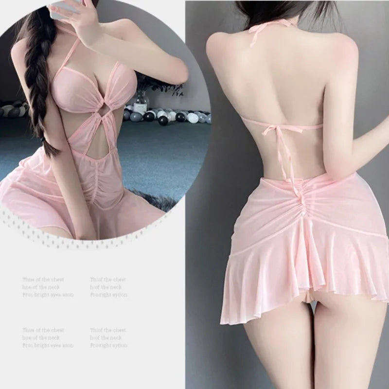 Sexy Shoopy Cosplay Dress Mesh Neck Strap With Transparent Thin And Tear Resistant Design Casual Woman Sexy Lingerie Sex Shop