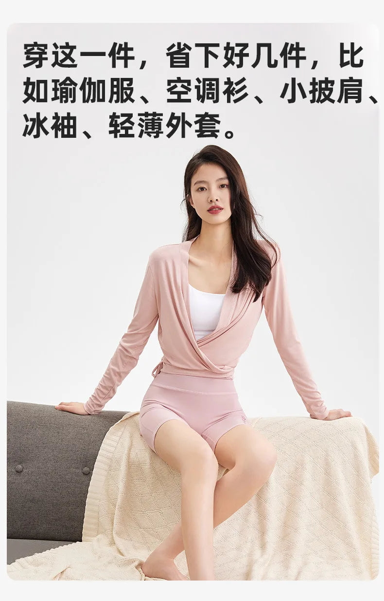 Long Sleeve Loose Sports Shirts Women Gym Yoga Fitness Breathable Two-wear Design Hem Strap Top Soft Comfortable Workout Coat