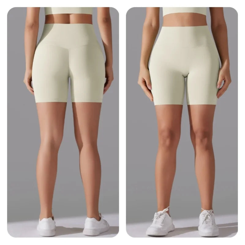 Women's New High Waisted Tight Fitting Three Part Shorts for Sports, Running, Fitness, Yoga, Shorts