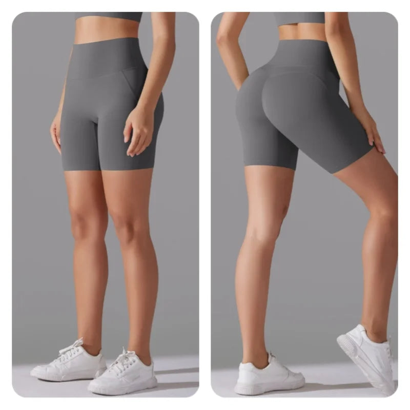 Women's New High Waisted Tight Fitting Three Part Shorts for Sports, Running, Fitness, Yoga, Shorts