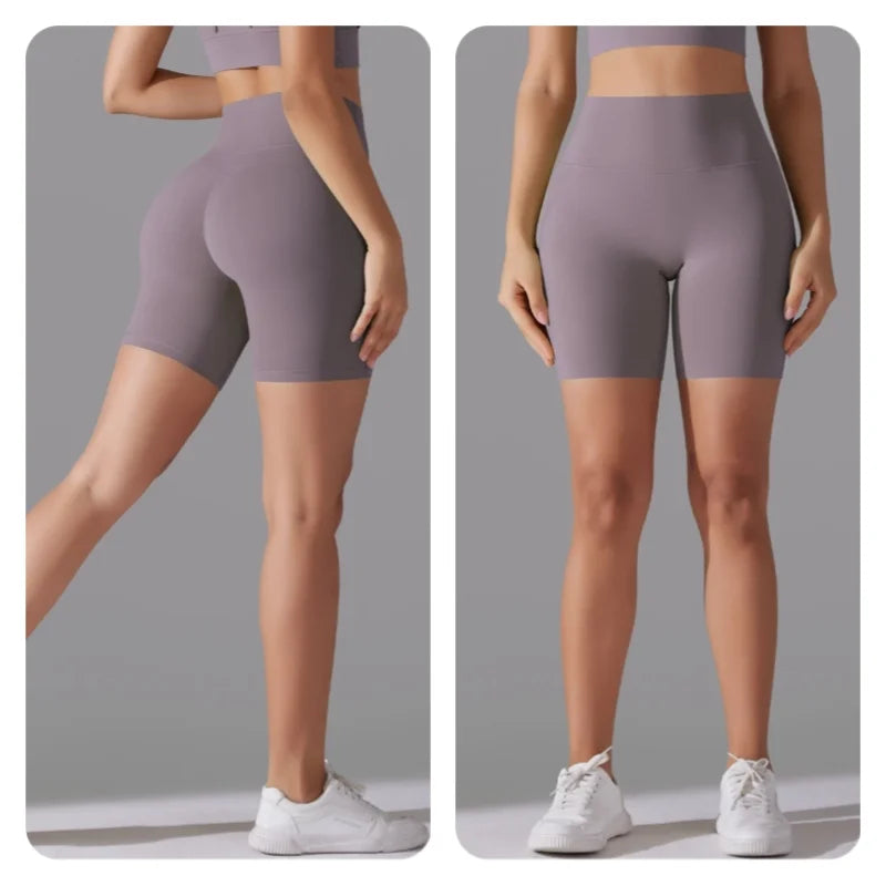Women's New High Waisted Tight Fitting Three Part Shorts for Sports, Running, Fitness, Yoga, Shorts