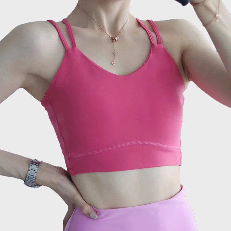 Sports Vest With Chest Pad For Women To Wear As Shockproof Bra For Pilates Training Tops Fitness Underwear Yoga Clothes