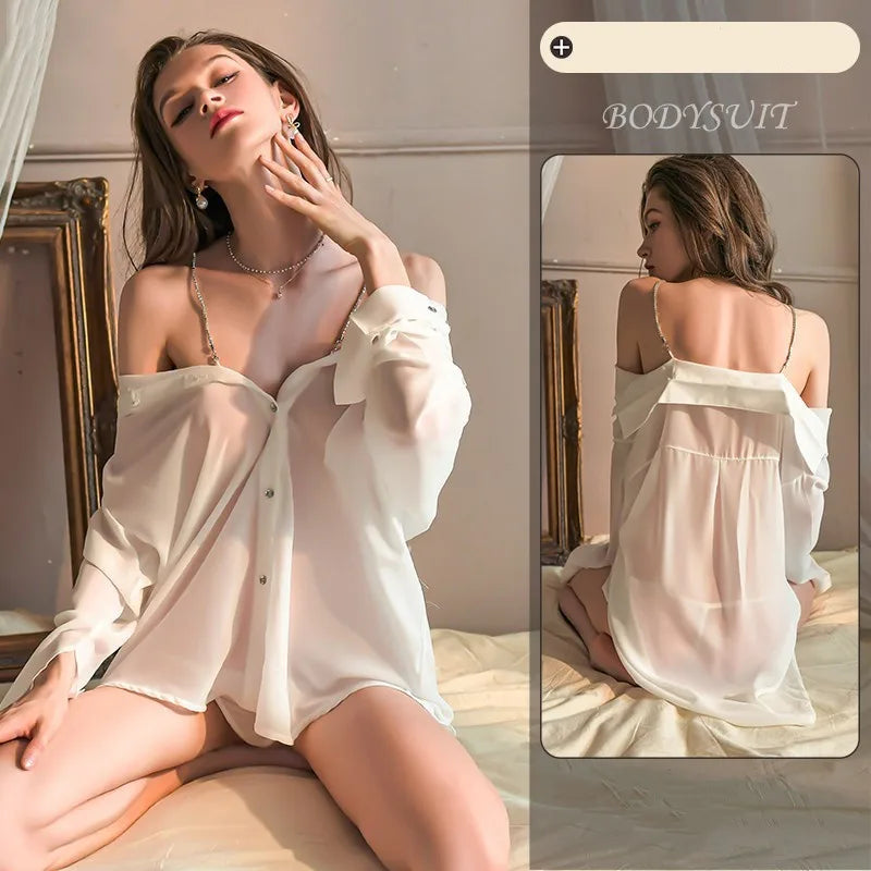 Sexy White Shirts Women Large Perspective Spicy Transparent T-shirt Secretary clothing Women's short sleeve shirt Summer clothes