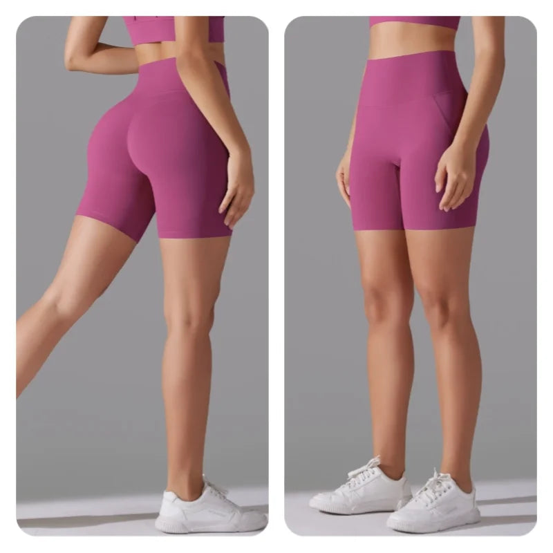 Women's New High Waisted Tight Fitting Three Part Shorts for Sports, Running, Fitness, Yoga, Shorts