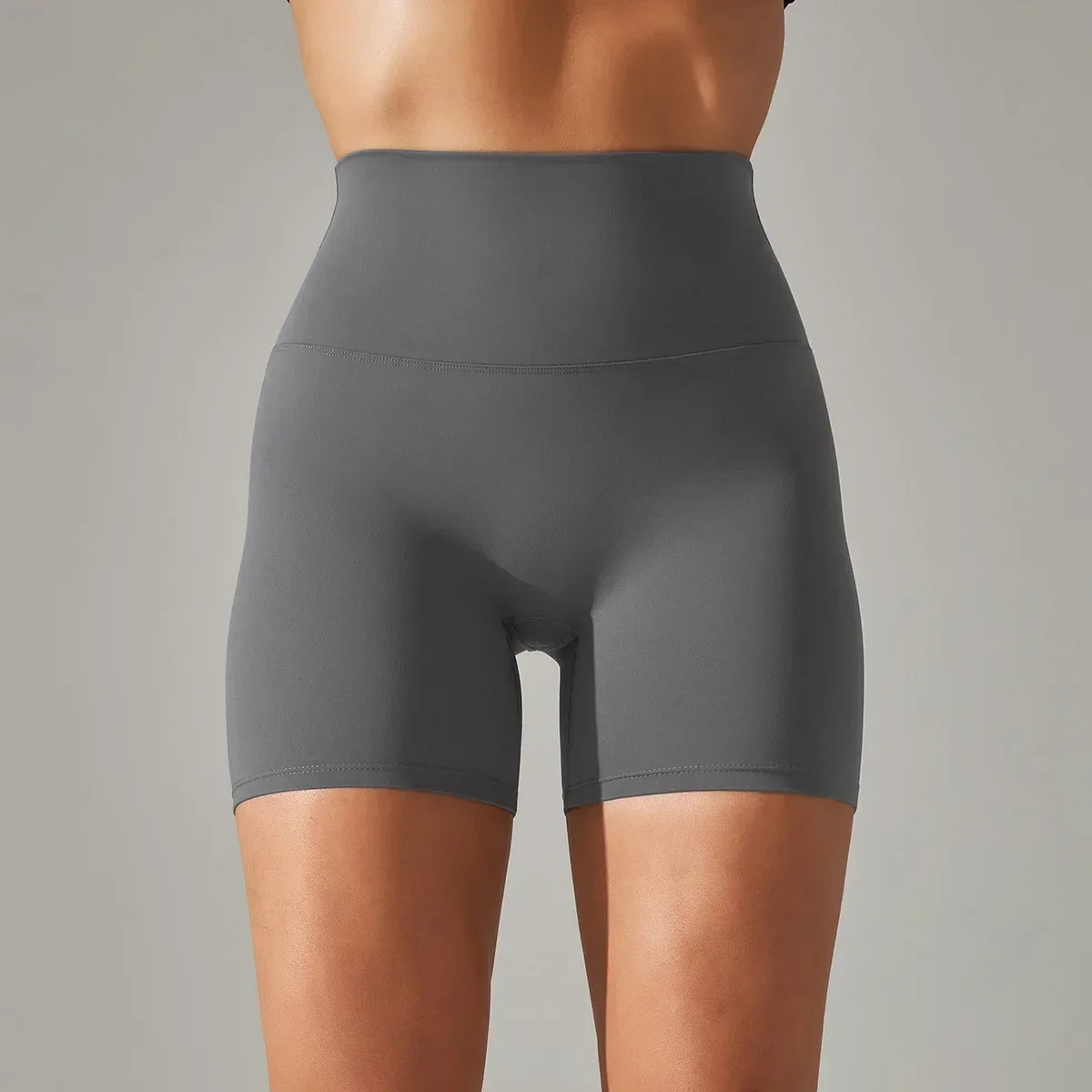 Women's New Style of Brushed Nude Fitness Yoga Shorts, High Waist Slim Fit Peach Hip Three Quarter Pants, Tight Running