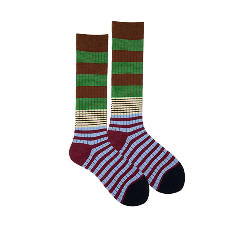 Colourful Retro Striped Calf Socks - Barn Style Leg Warmers