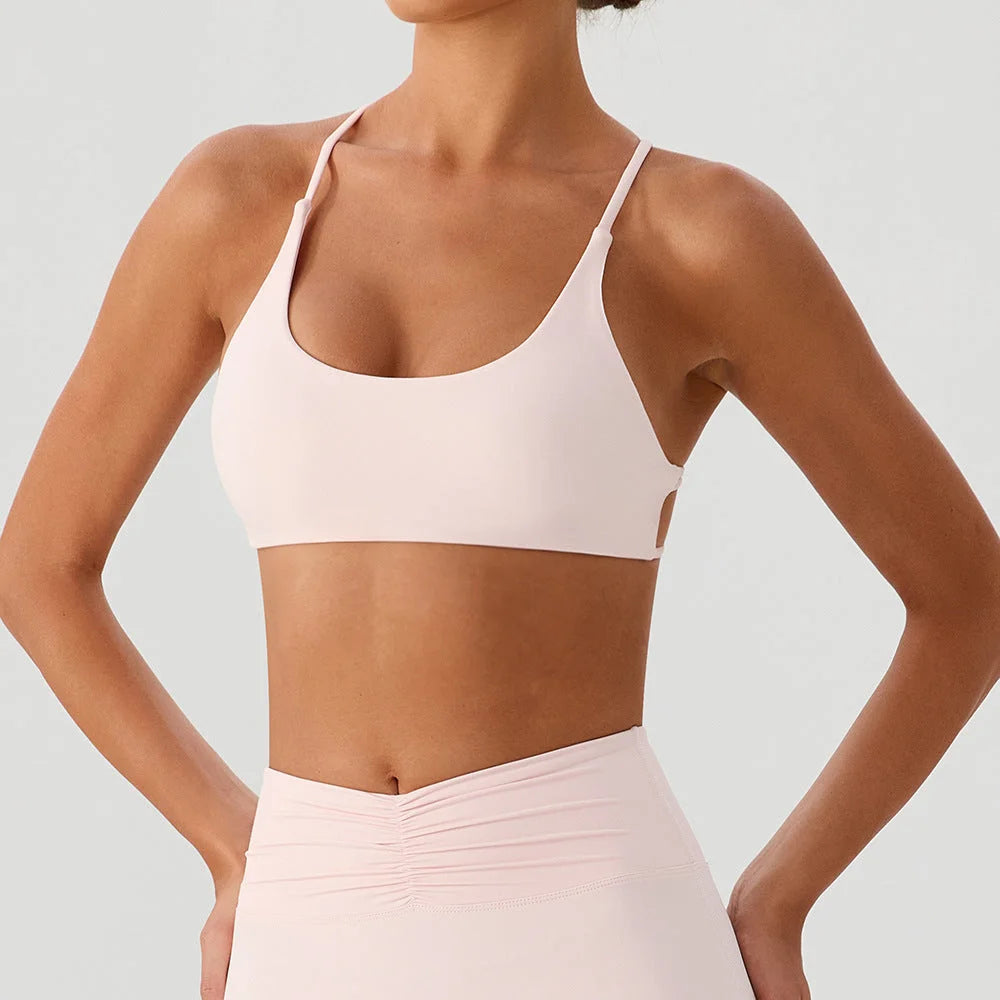 Crisscross Back Invisible Sports Bra with Pad