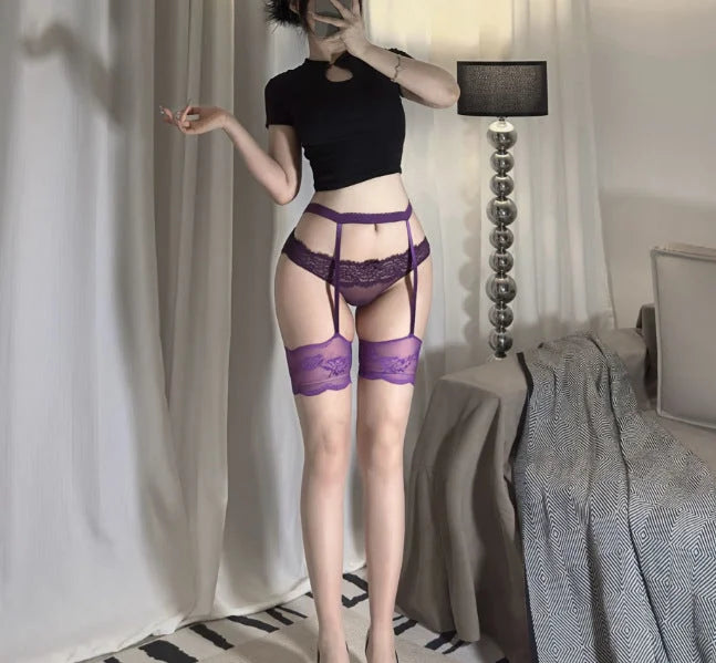 3D Ultra Thin Suspender High Thigh Lace Stockings Pure Desire Lingerie