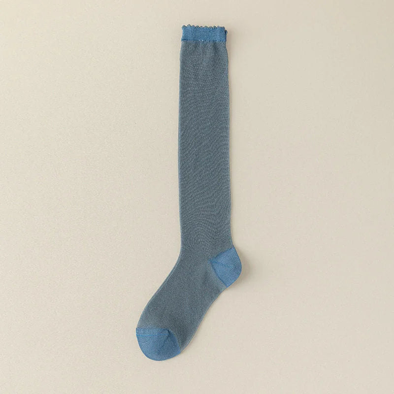 Sheer Knee High Stockings - Glossy Thin Summer Socks