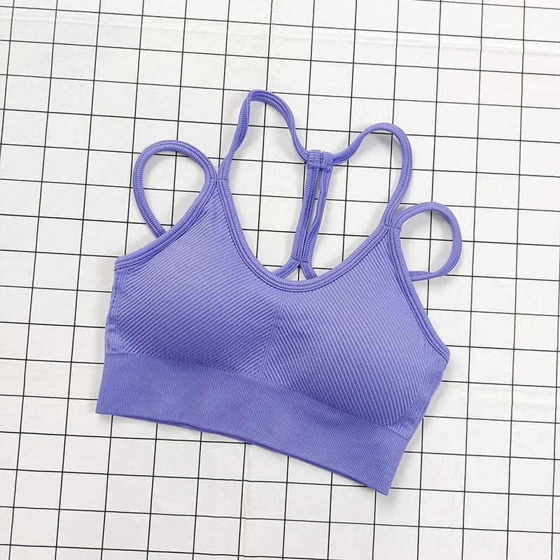 Nude feel sport bra with crisscross back
