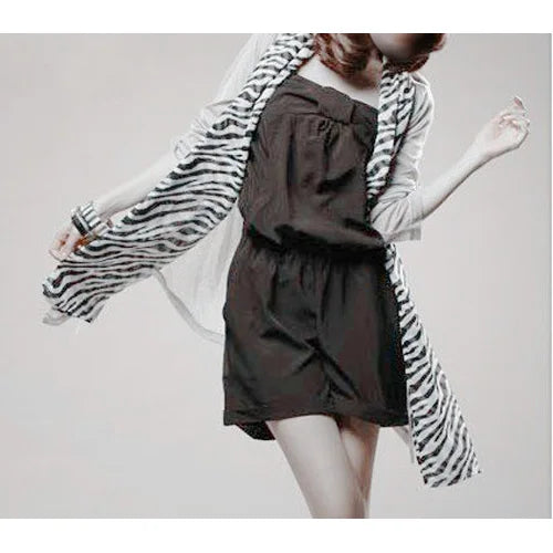 SODIAL(R) Black White Chiffon Zebra Strips Striped Women Shawl Scarves Wrap Pashmina Gift