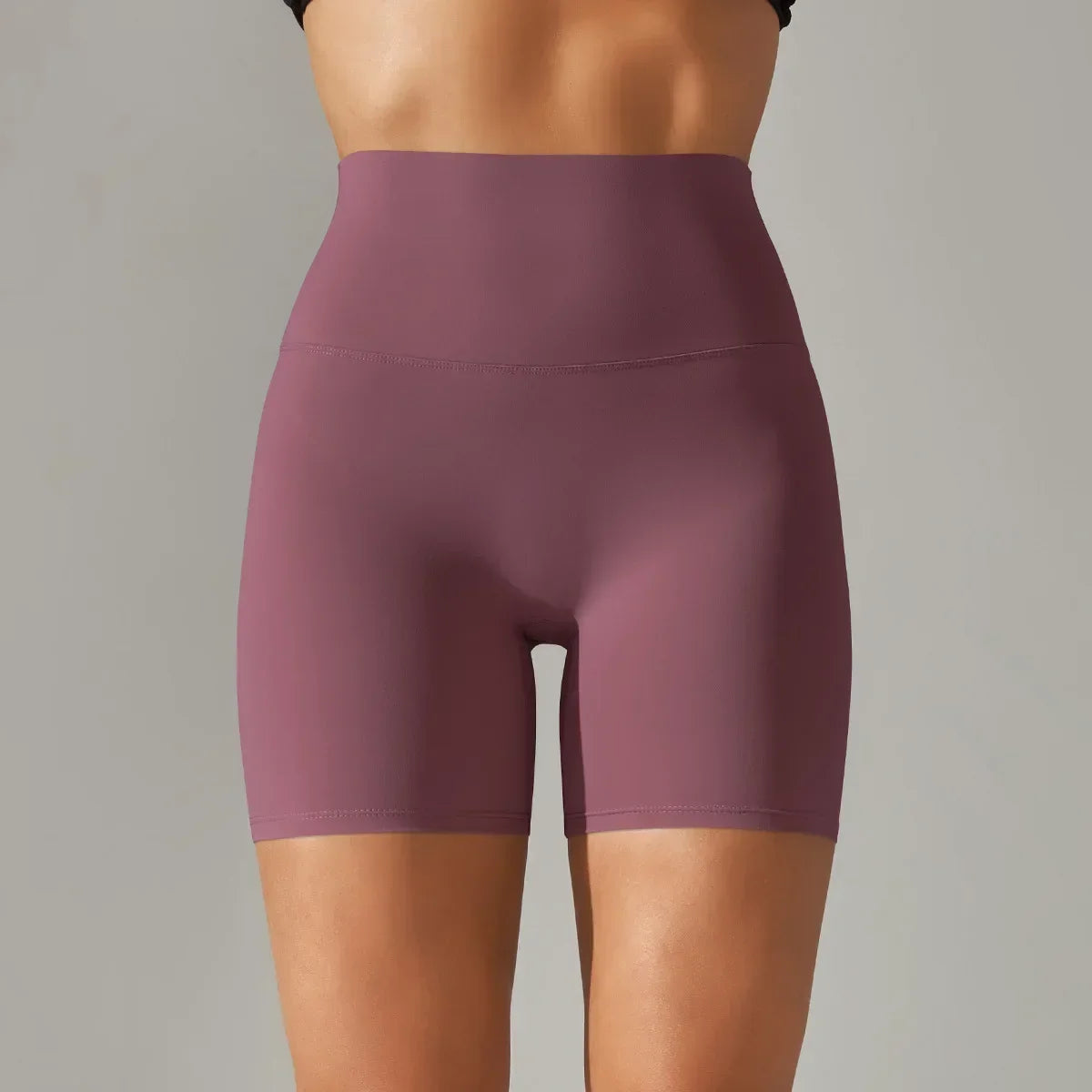 Women's New Style of Brushed Nude Fitness Yoga Shorts, High Waist Slim Fit Peach Hip Three Quarter Pants, Tight Running