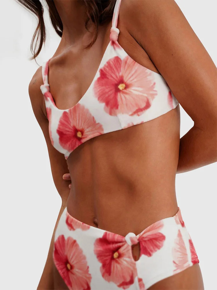 Miyouj Printed Bikini Set 2025 Floral Bikinis High Waist Bathing Suit Sexy Two Piece Suit Women's Swimwear String Beachwear