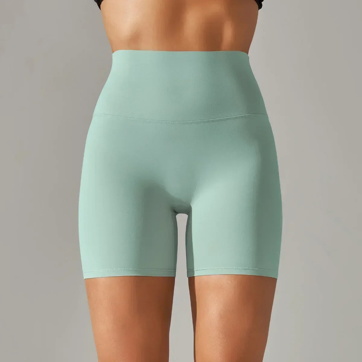 Women's New Style of Brushed Nude Fitness Yoga Shorts, High Waist Slim Fit Peach Hip Three Quarter Pants, Tight Running