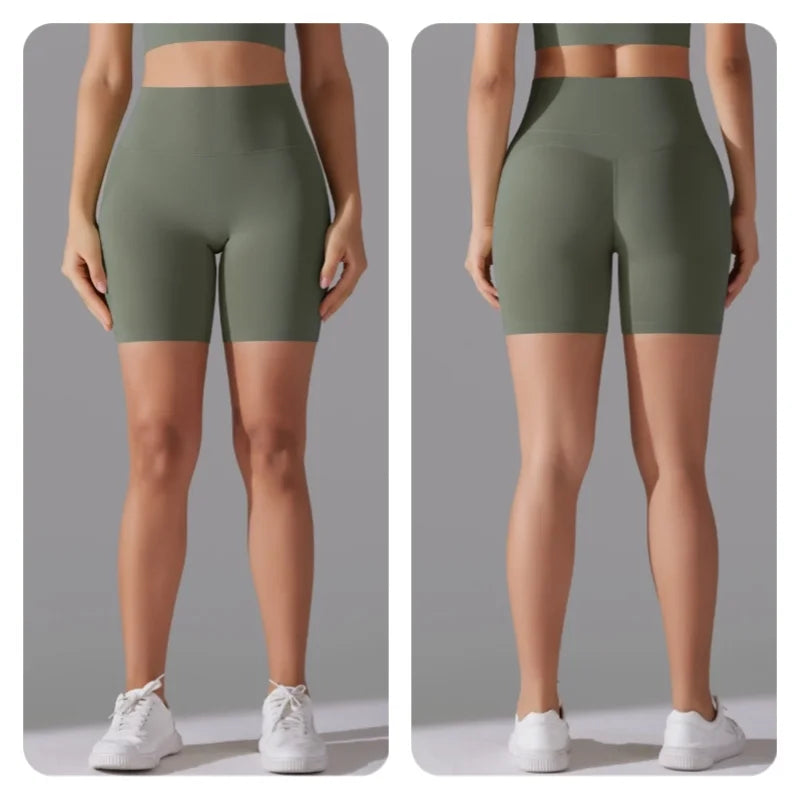 Women's New High Waisted Tight Fitting Three Part Shorts for Sports, Running, Fitness, Yoga, Shorts