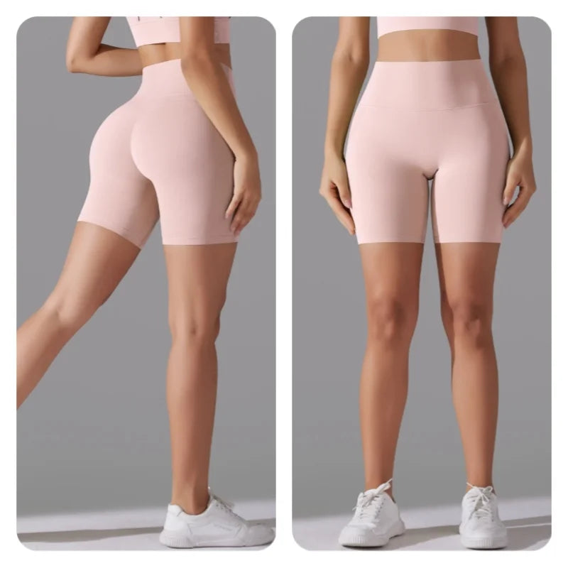 Women's New High Waisted Tight Fitting Three Part Shorts for Sports, Running, Fitness, Yoga, Shorts