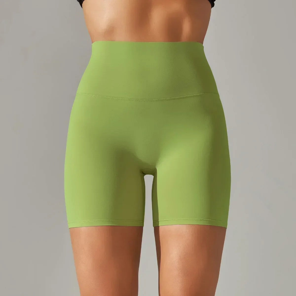 Women's New Style of Brushed Nude Fitness Yoga Shorts, High Waist Slim Fit Peach Hip Three Quarter Pants, Tight Running