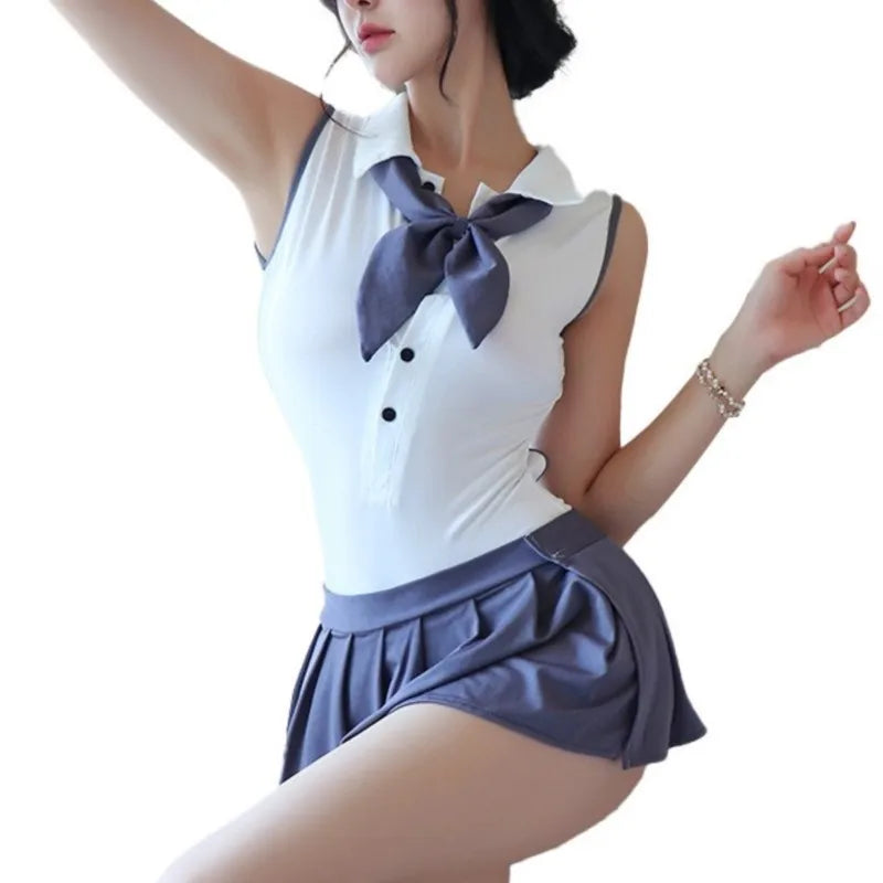 Sexy Lingerie Woman Babydoll Campus Uniform Sailor Suit Jumpsuit Bed Without Detachable File Adult Role Play Outfit Maid Cosplay