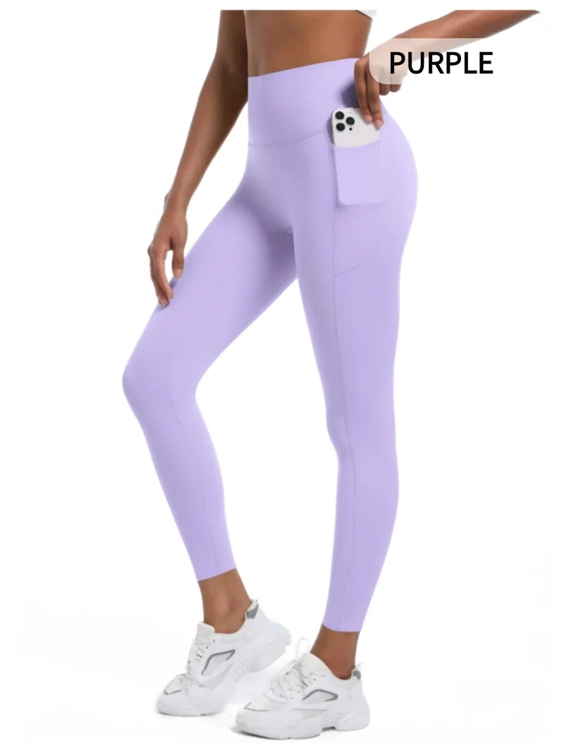 MIML Seamless High-Waist Yoga Pants Women's Slim Fit Running Fitness Trousers with Pockets Nylon Sportswear Butt Lifting 2025