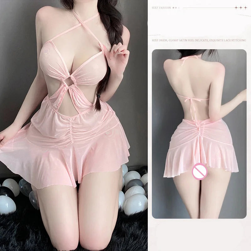 Sexy Shoopy Cosplay Dress Mesh Neck Strap With Transparent Thin And Tear Resistant Design Casual Woman Sexy Lingerie Sex Shop