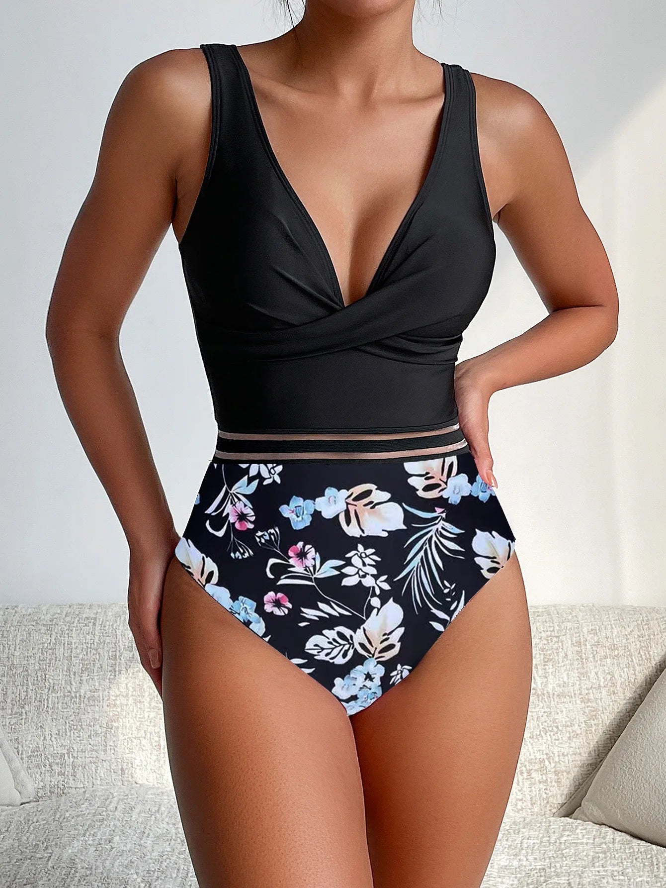 VigoBreviya 2024 Sexy Print Patchwork Swimwear Women Cross Push UP One Piece Swimsuit Monokini Backless Summer Bathing Suit