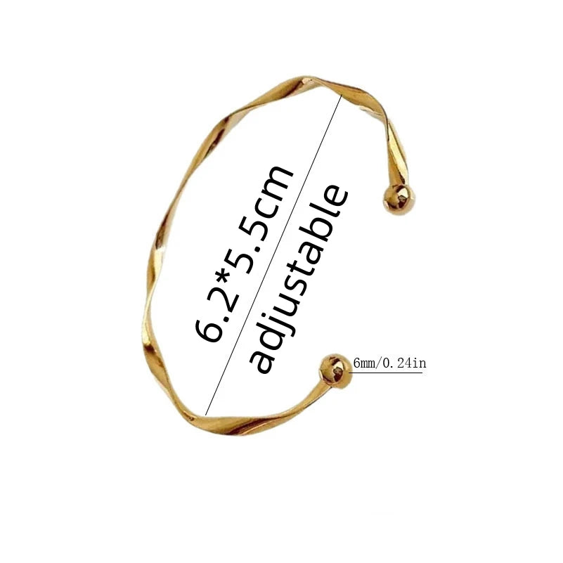 Simple Trendy Irregular Mobius Twist Open Cuff Bangle Bracelets For Women Gold Color Adjustable Jewelry Noeud Armband Pulseiras