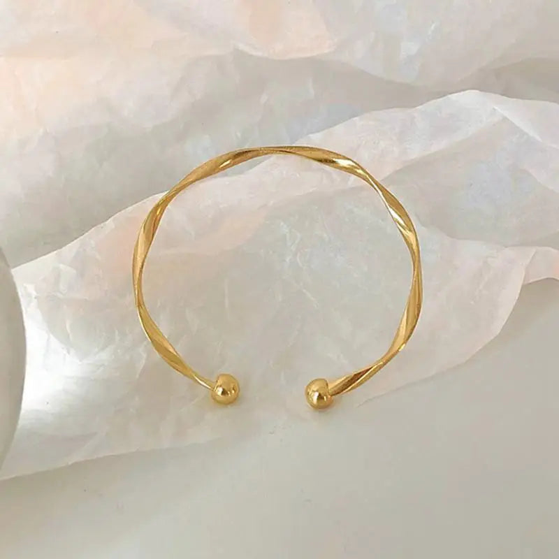 Simple Trendy Irregular Mobius Twist Open Cuff Bangle Bracelets For Women Gold Color Adjustable Jewelry Noeud Armband Pulseiras