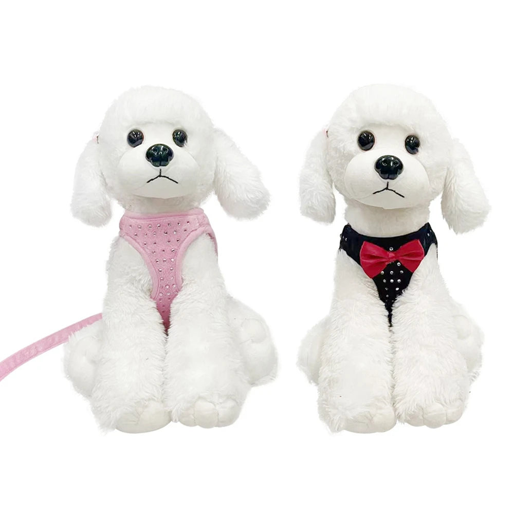 Small Diamond Decoration Soft Breathable Dog Chest Harness Vest Harness for Dogs Collar Pets Chest Strap Leash Cat Outside Walk