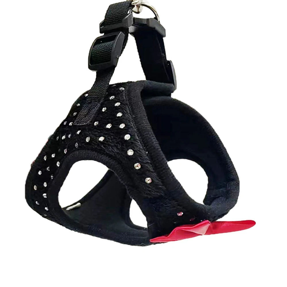 Small Diamond Decoration Soft Breathable Dog Chest Harness Vest Harness for Dogs Collar Pets Chest Strap Leash Cat Outside Walk