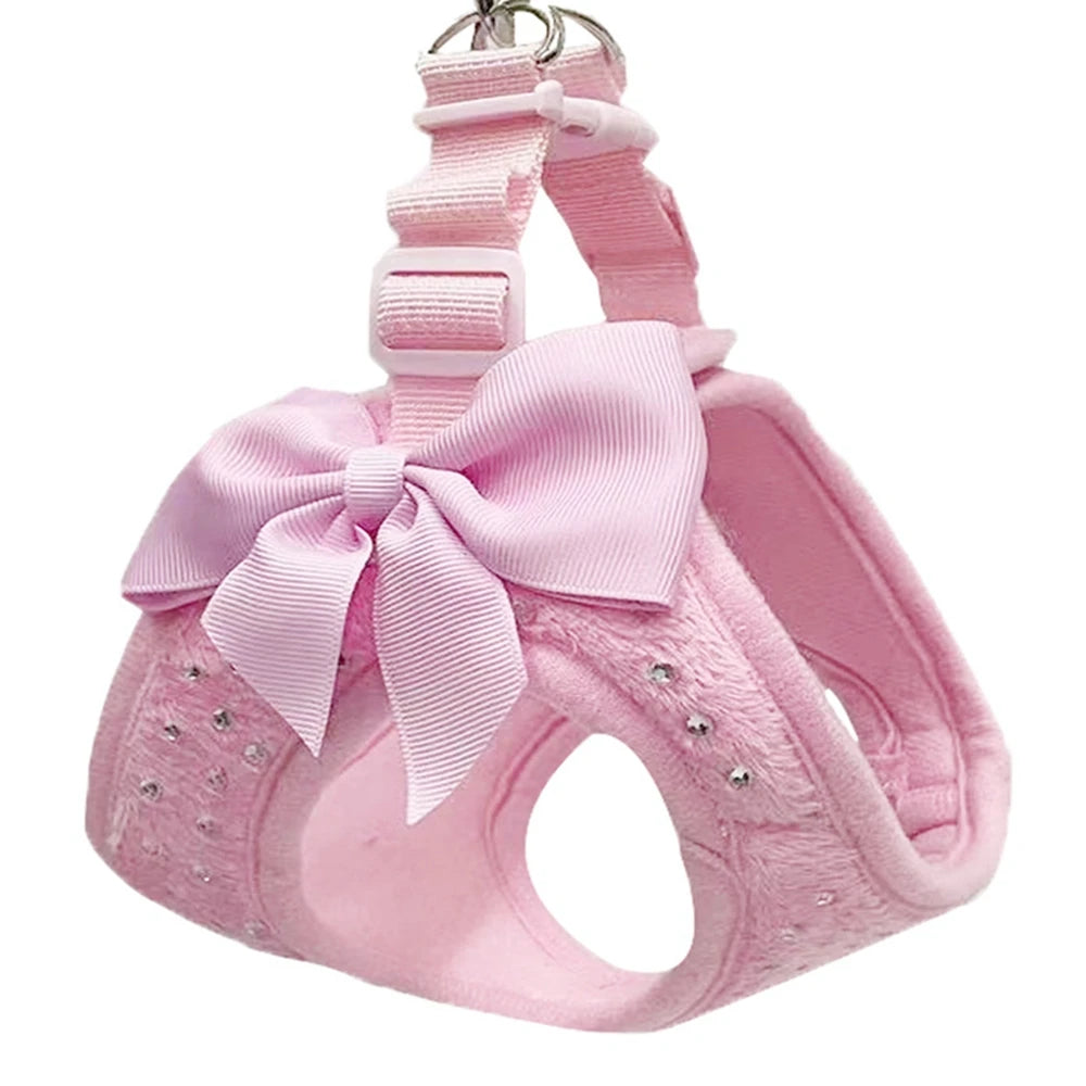 Small Diamond Decoration Soft Breathable Dog Chest Harness Vest Harness for Dogs Collar Pets Chest Strap Leash Cat Outside Walk