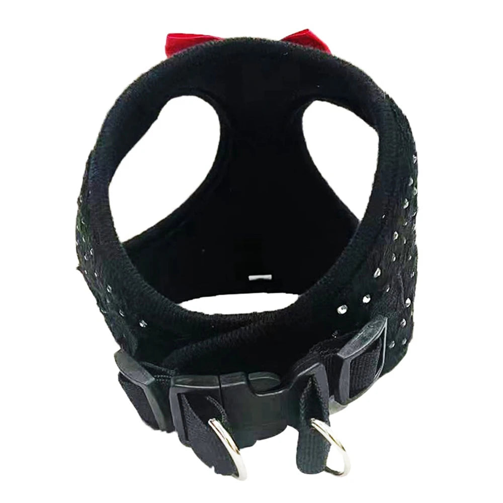 Small Diamond Decoration Soft Breathable Dog Chest Harness Vest Harness for Dogs Collar Pets Chest Strap Leash Cat Outside Walk