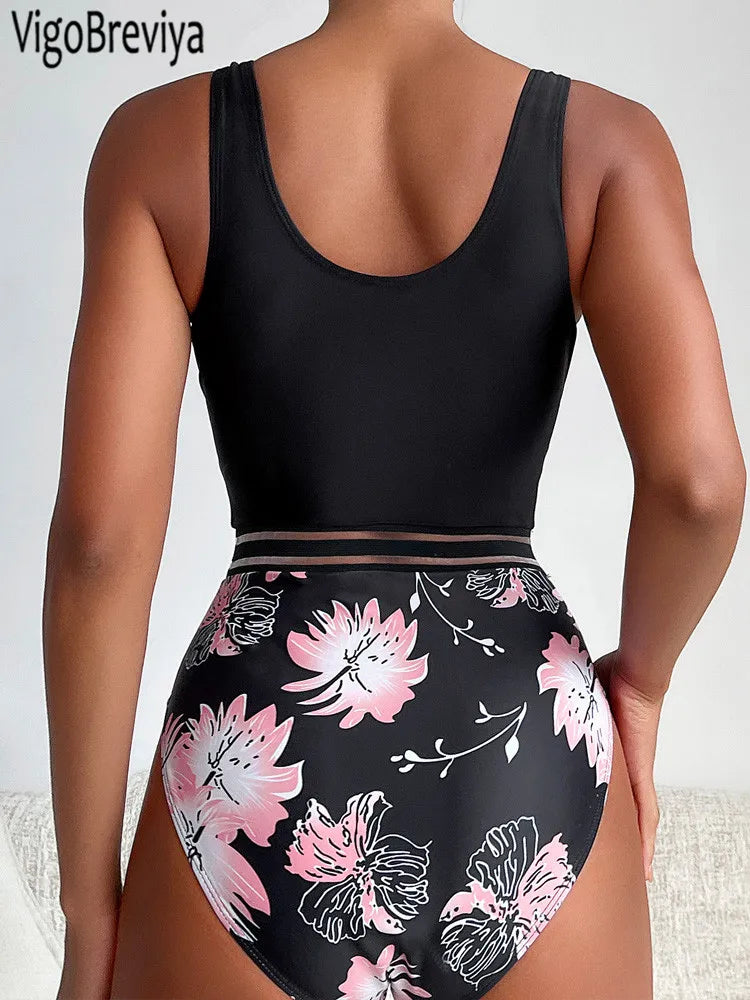 VigoBreviya 2024 Sexy Print Patchwork Swimwear Women Cross Push UP One Piece Swimsuit Monokini Backless Summer Bathing Suit