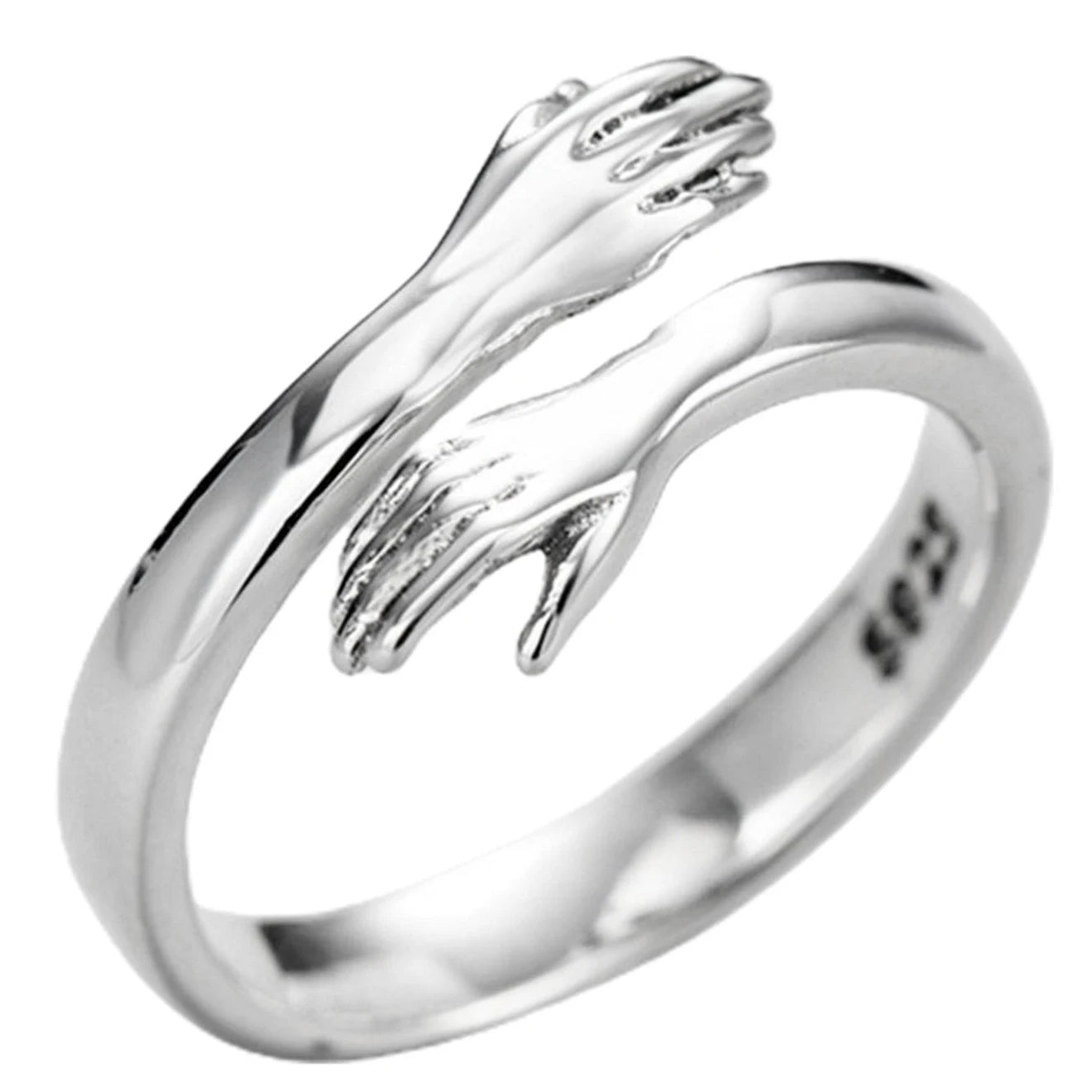 Vintage Love Hugging Hands Ring Opening Adjustable Rings For Women Men Wedding Party Couple Rings Jewelry Valentine's Day Gifts