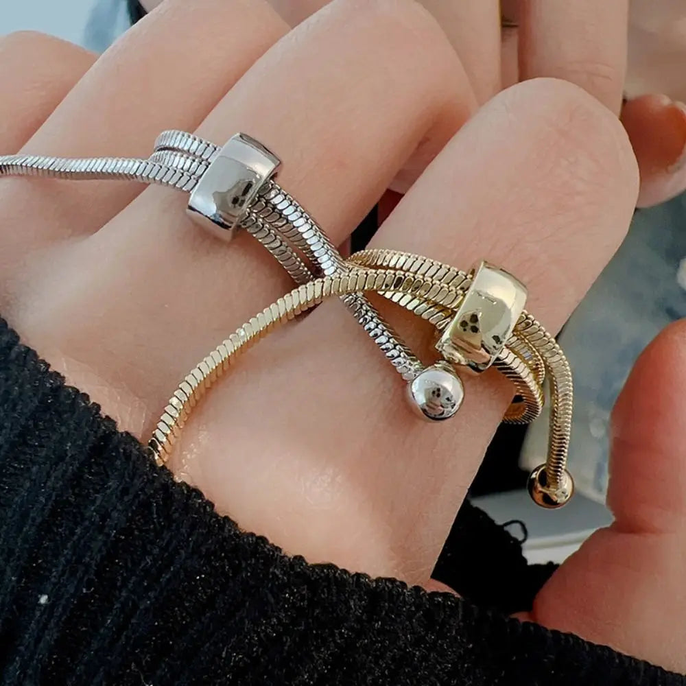 Vintage Multy Layer Adjustable Chain Rings Strap Finger Rings For Women Men Personality Charms Rings Jewelry Gifts