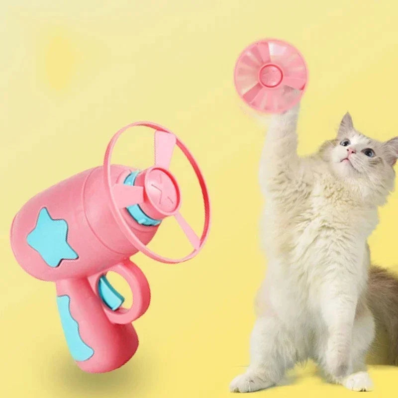 With 5pcs Flying Disc Cat Dog Toy Funny Interactive Play Pet Training Toy Mini Flying Disc Catapult Pet Toys Cat Accessories