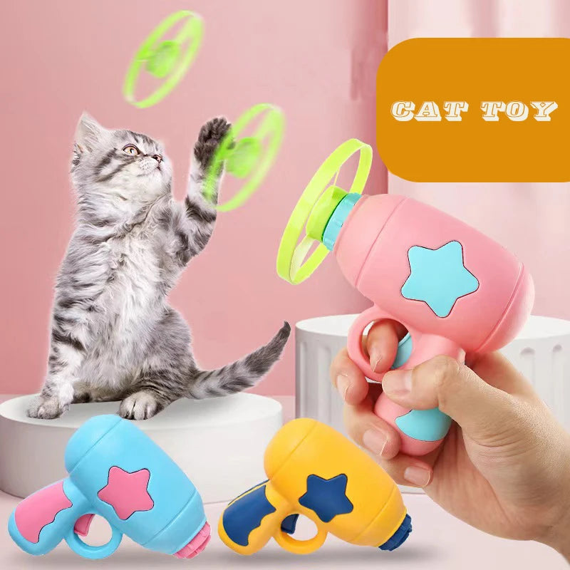 With 5pcs Flying Disc Cat Dog Toy Funny Interactive Play Pet Training Toy Mini Flying Disc Catapult Pet Toys Cat Accessories