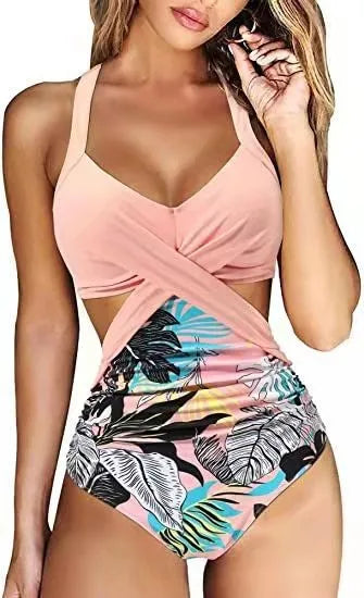 Women 2024 One Piece Swimsuit Woman Swimsuit Cut Out One Piece Swimsuit Halter High Waist Beachwear Monokini Push Up