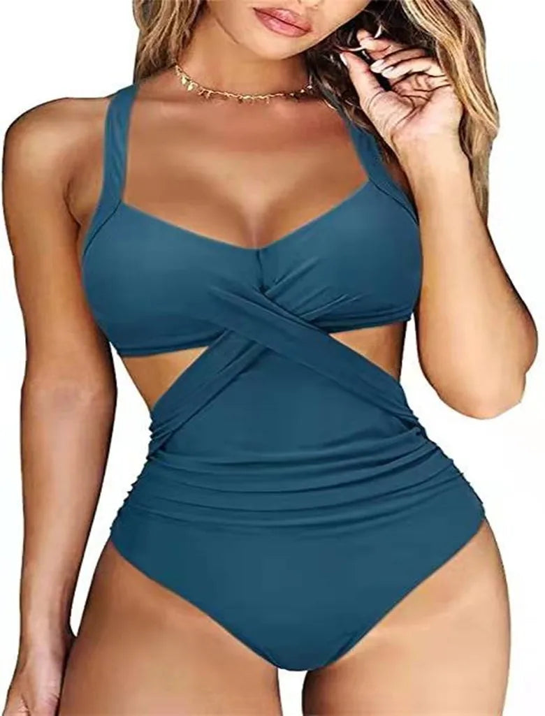 Women 2024 One Piece Swimsuit Woman Swimsuit Cut Out One Piece Swimsuit Halter High Waist Beachwear Monokini Push Up