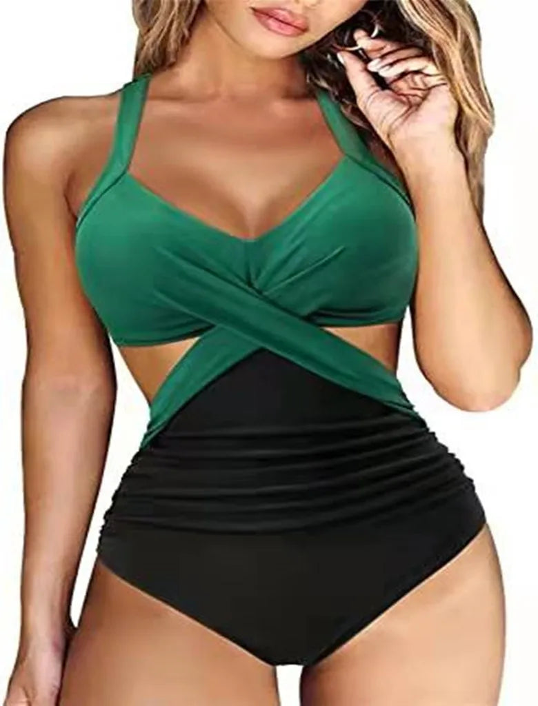 Women 2024 One Piece Swimsuit Woman Swimsuit Cut Out One Piece Swimsuit Halter High Waist Beachwear Monokini Push Up