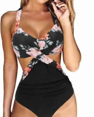 Women 2024 One Piece Swimsuit Woman Swimsuit Cut Out One Piece Swimsuit Halter High Waist Beachwear Monokini Push Up