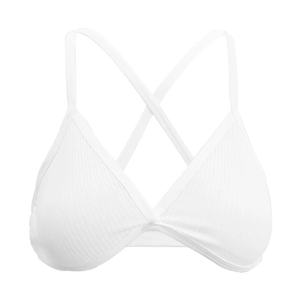 Women Sexy Thin Bras for Women Thin Sport Style Unlined Bralette Deep V Triangle Cup Cross Beauty Back Bra Lingerie Underwear