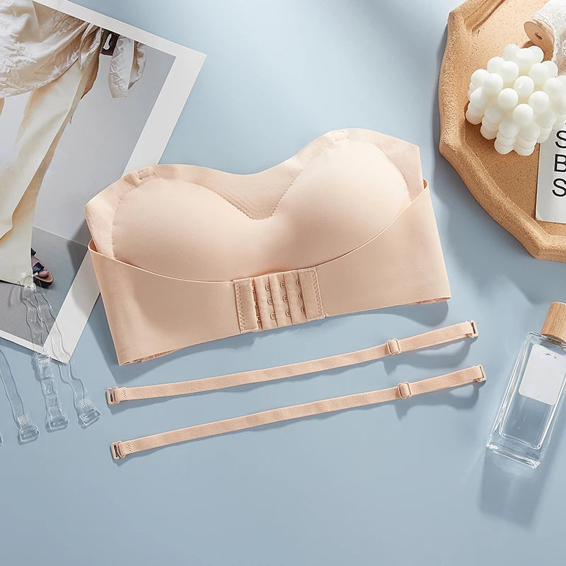 Women Strapless Bra Seamless Tube Tops Breathable Wireless Wedding Brassiere Push Up Bras Sexy Female Lingerie Invisible