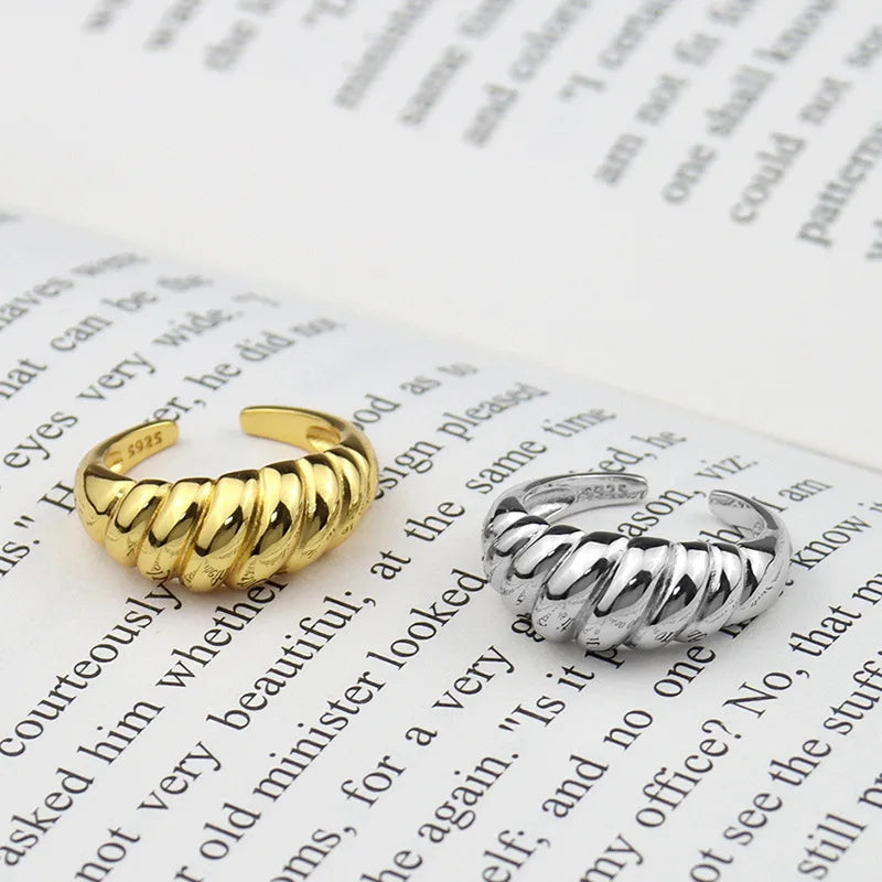 XIYANIKE Silver Color Oblique Thread French Ring Women Simple Opening fashion jewelry Refinement Prevent Allergy GIft
