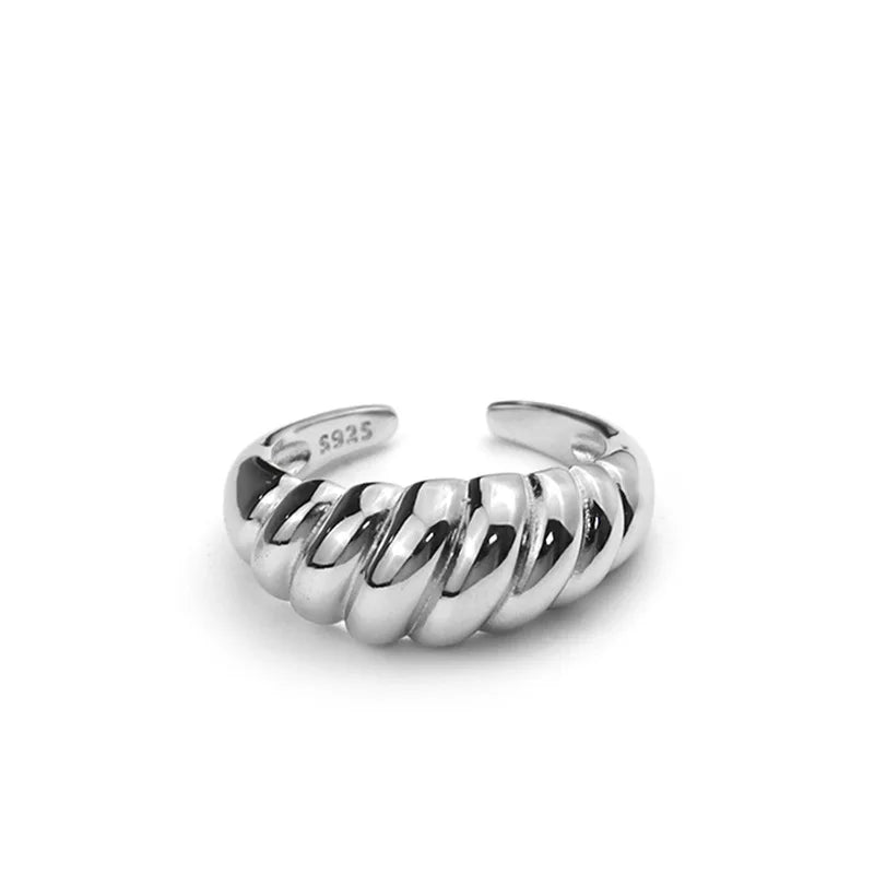 XIYANIKE Silver Color Oblique Thread French Ring Women Simple Opening fashion jewelry Refinement Prevent Allergy GIft