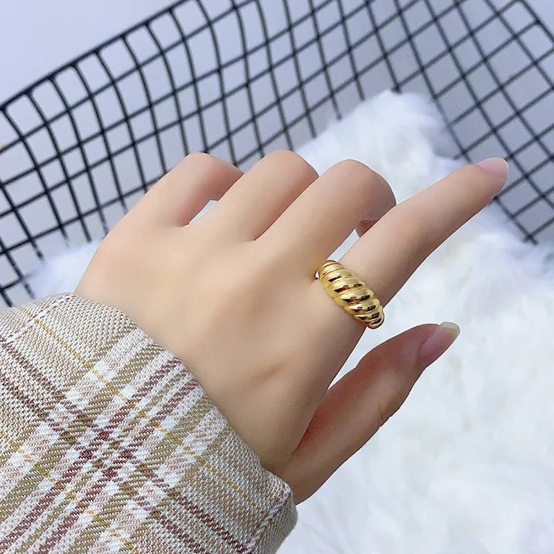 XIYANIKE Silver Color Oblique Thread French Ring Women Simple Opening fashion jewelry Refinement Prevent Allergy GIft