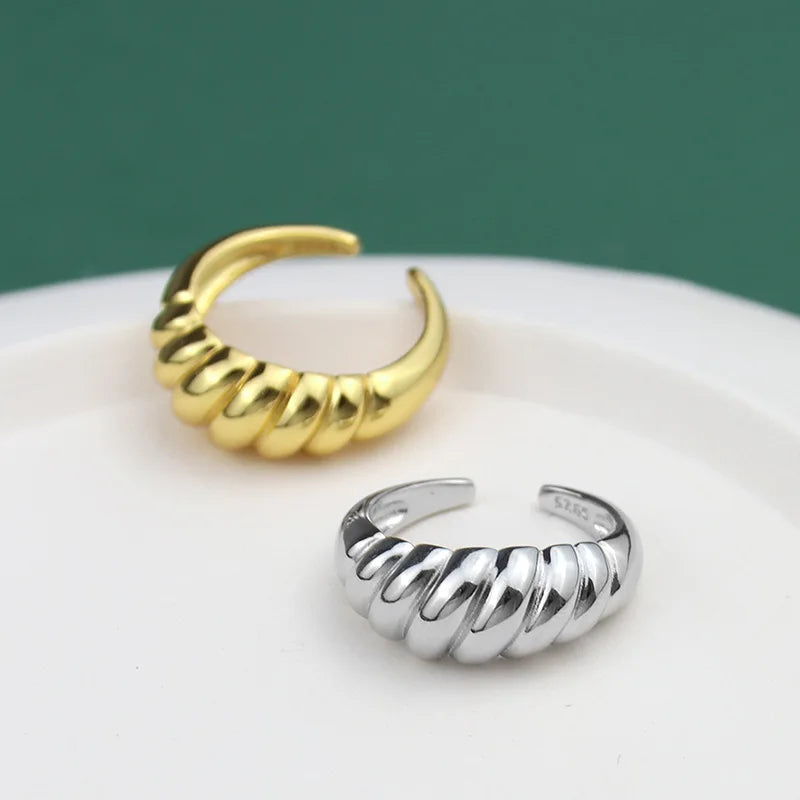 XIYANIKE Silver Color Oblique Thread French Ring Women Simple Opening fashion jewelry Refinement Prevent Allergy GIft