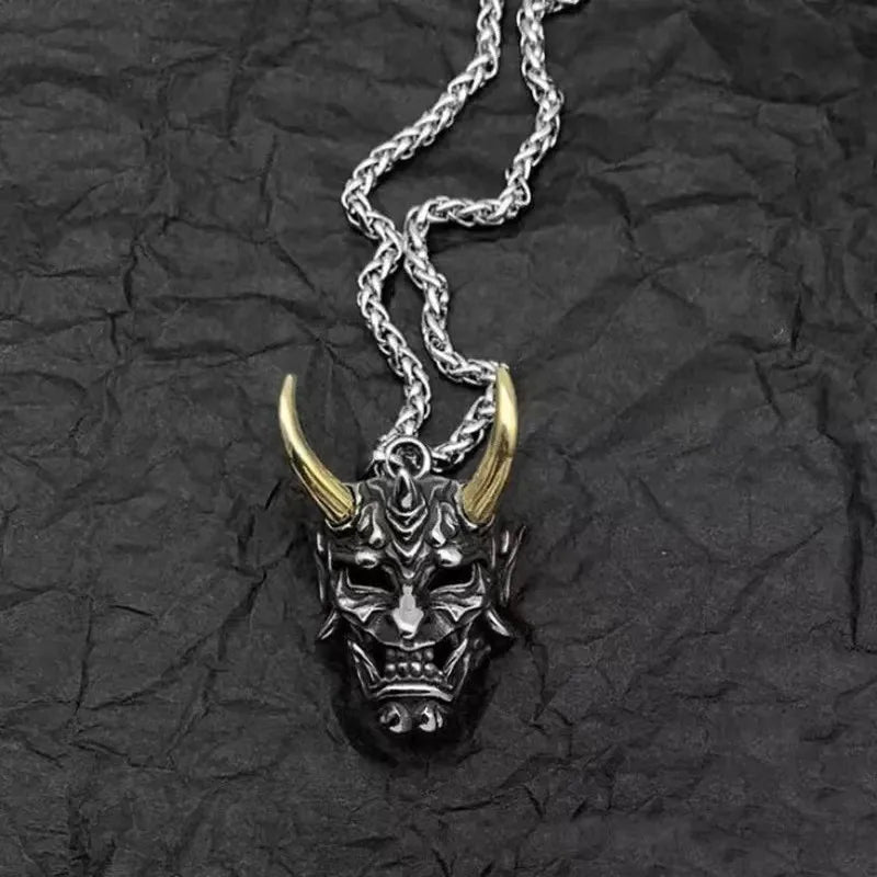 Zinc Alloy Vintage Ghost Face Pendant Men Halloween Necklace