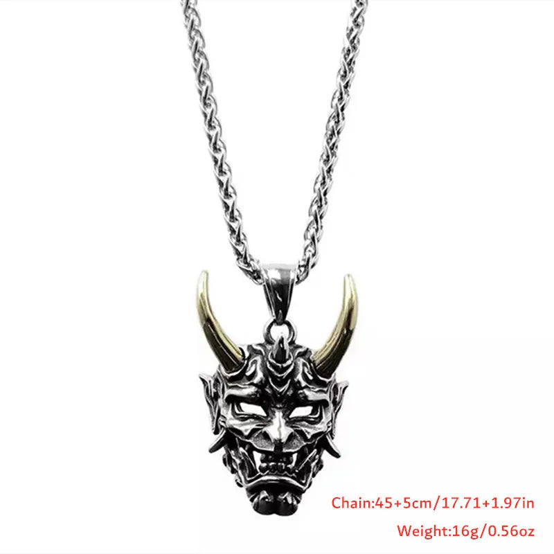 Zinc Alloy Vintage Ghost Face Pendant Men Halloween Necklace
