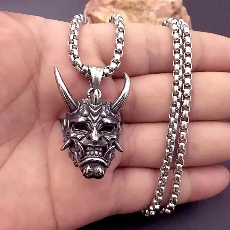 Zinc Alloy Vintage Ghost Face Pendant Men Halloween Necklace